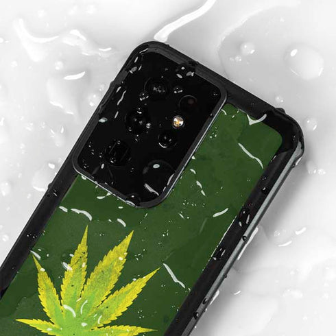 Marijuana Leaf Light Green Galaxy S24 Ultra Waterproof Case