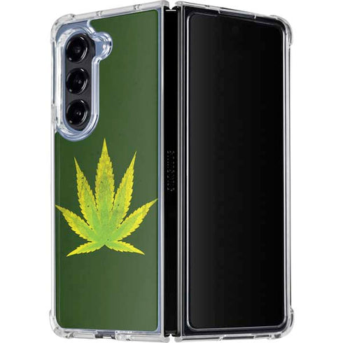 Marijuana Leaf Light Green Galaxy Z Fold5 5G Clear Case