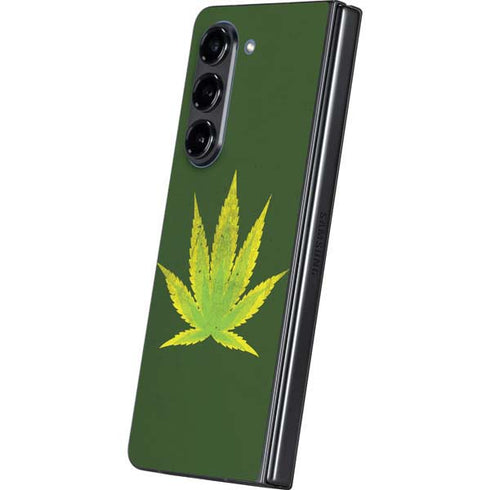 Marijuana Leaf Light Green Galaxy Z Fold5 5G Skin