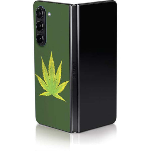 Marijuana Leaf Light Green Galaxy Z Fold5 5G Skin