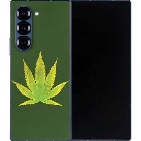 Marijuana Leaf Light Green Galaxy Z Fold6 Skin
