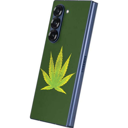 Marijuana Leaf Light Green Galaxy Z Fold6 Skin