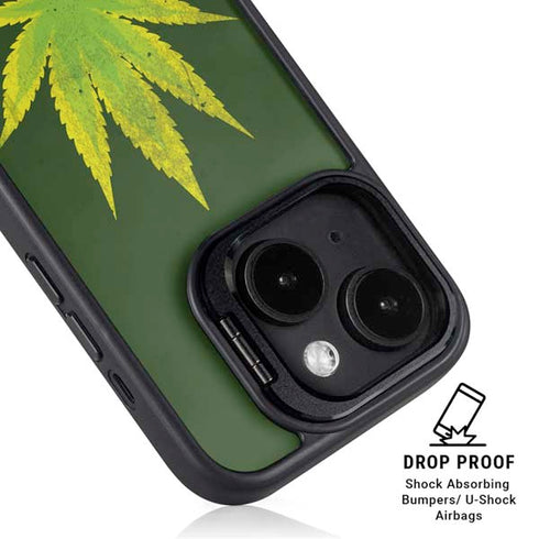 Marijuana Leaf Light Green iPhone 13 Kickstand Case