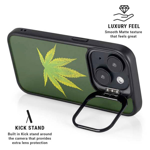 Marijuana Leaf Light Green iPhone 14 Kickstand Case