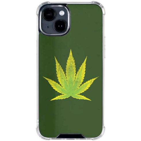 Marijuana Leaf Light Green iPhone 15 Clear Case
