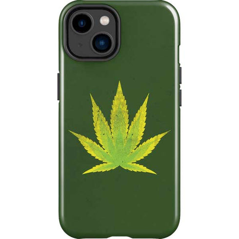 Marijuana Leaf Light Green iPhone 15 Impact Case