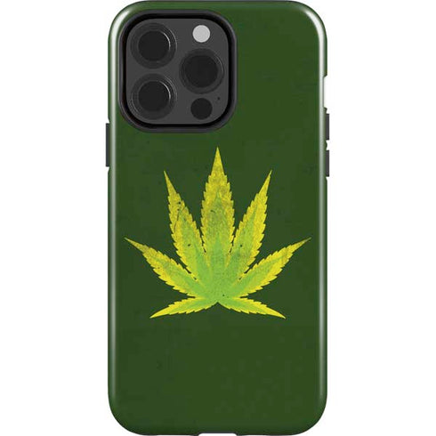 Marijuana Leaf Light Green iPhone 15 Pro Impact Case