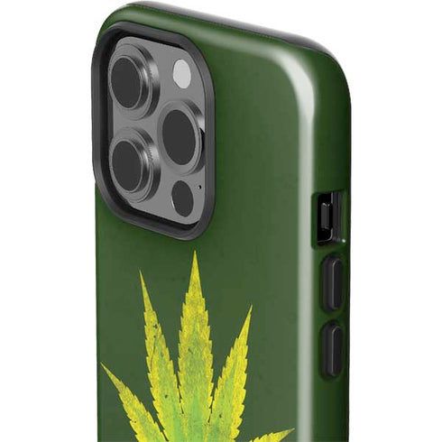 Marijuana Leaf Light Green iPhone 15 Pro Impact Case