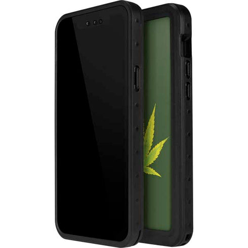 Marijuana Leaf Light Green iPhone 15 Pro Waterproof Case