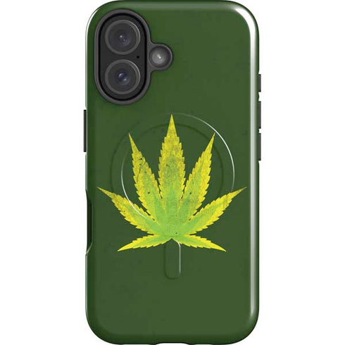 Marijuana Leaf Light Green iPhone 16 Magsafe Impact Case
