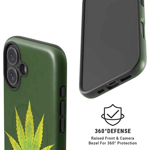 Marijuana Leaf Light Green iPhone 16 Magsafe Impact Case
