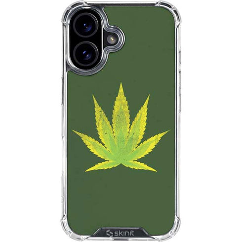 Marijuana Leaf Light Green iPhone 16 Plus Clear Case