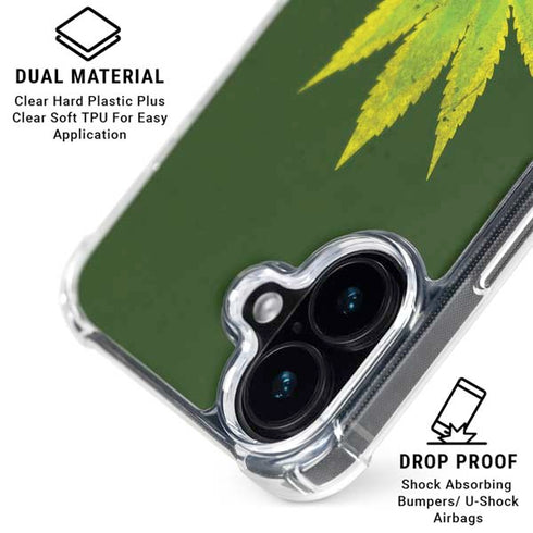 Marijuana Leaf Light Green iPhone 16 Plus Clear Case
