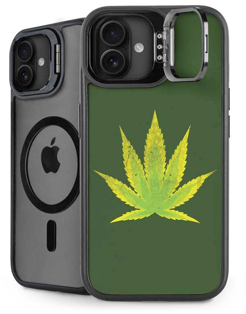 Marijuana Leaf Light Green iPhone 16 Plus Kickstand Case