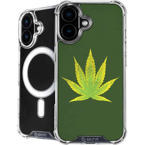 Marijuana Leaf Light Green iPhone 16 Plus MagSafe Case