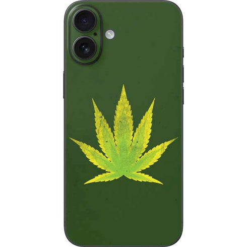 Marijuana Leaf Light Green iPhone 16 Plus Skin