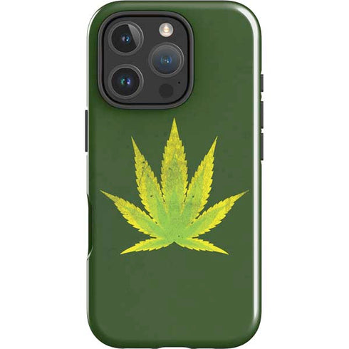 Marijuana Leaf Light Green iPhone 16 Pro Impact Case