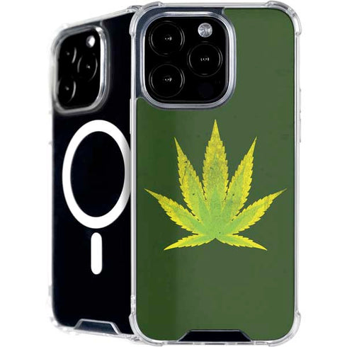 Marijuana Leaf Light Green iPhone 16 Pro Max MagSafe Case