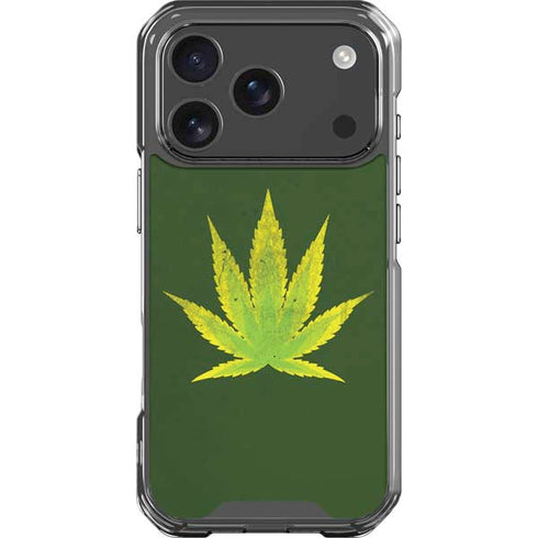 Marijuana Leaf Light Green iPhone 18 Pro Clear Case