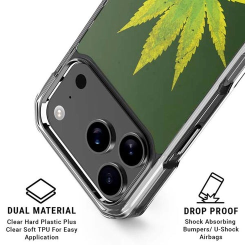 Marijuana Leaf Light Green iPhone 18 Pro Clear Case