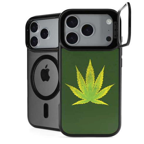 Marijuana Leaf Light Green iPhone 18 Pro Kickstand Case