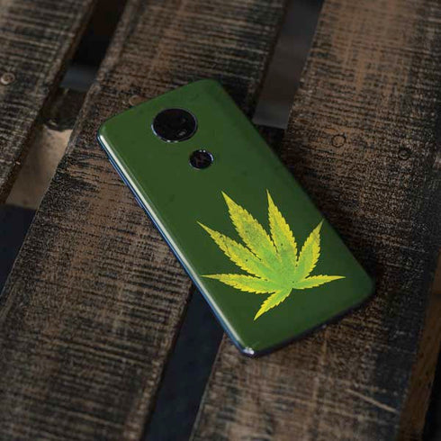 Marijuana Leaf Light Green Moto E5 Plus Skin