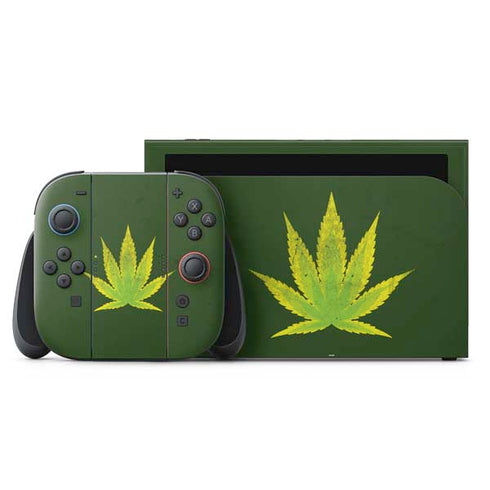 Marijuana Leaf Light Green Nintendo Switch 2 (2025) with Joy-Con Skin