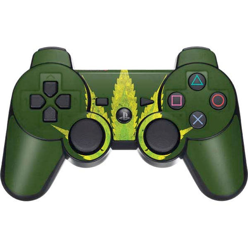 Marijuana Leaf Light Green PS3 Dual Shock wireless controller Skin