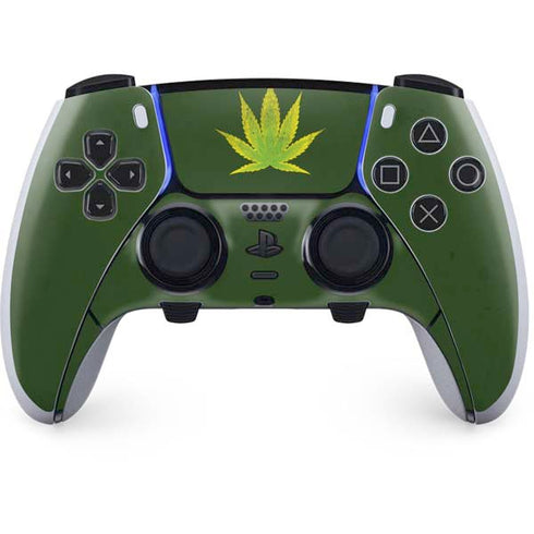 Marijuana Leaf Light Green PS5 DualSense Edge Pro Controller Skin