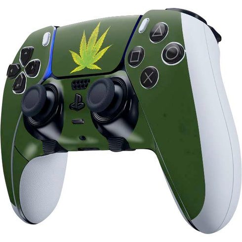 Marijuana Leaf Light Green PS5 DualSense Edge Pro Controller Skin