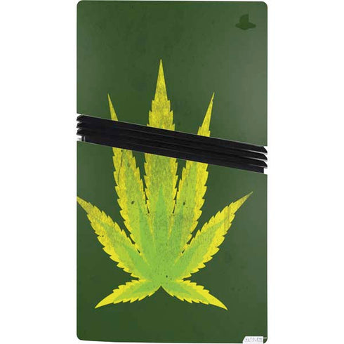 Marijuana Leaf Light Green PS5 Pro Bundle Skin