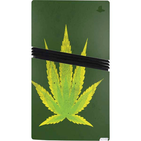Marijuana Leaf Light Green PS5 Pro Console Skin