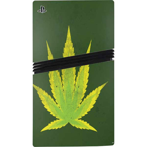 Marijuana Leaf Light Green PS5 Pro Disk Console Skin