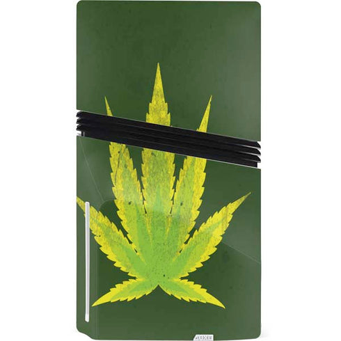 Marijuana Leaf Light Green PS5 Pro Disk Console Skin
