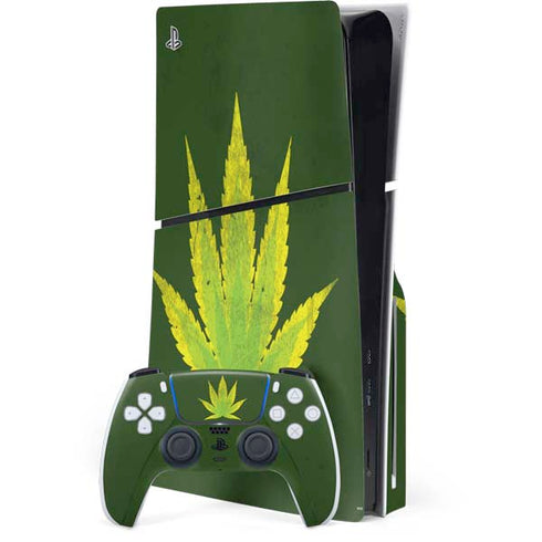 Marijuana Leaf Light Green PlayStation PS5 Skins