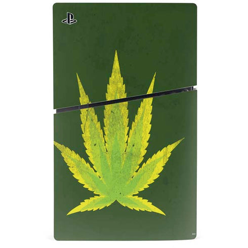 Marijuana Leaf Light Green PS5 Slim Digital Edition Console Skin