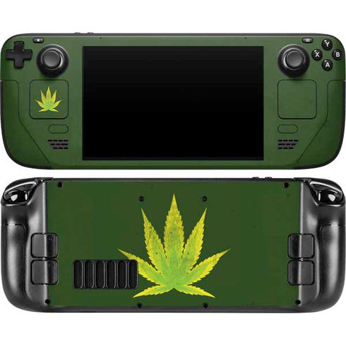 Marijuana Leaf Light Green Steam Deck Handheld Gaming Computer OLED Skin