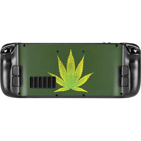 Marijuana Leaf Light Green Steam Deck Handheld Gaming Computer Skin