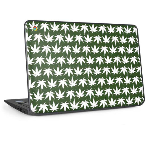 Marijuana Leaf White Pattern HP Chromebook Skin