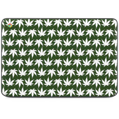 Marijuana Leaf White Pattern HP Chromebook Skin