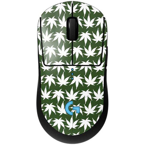 Marijuana Leaf White Pattern G Pro Wireless Gaming Mouse Skin