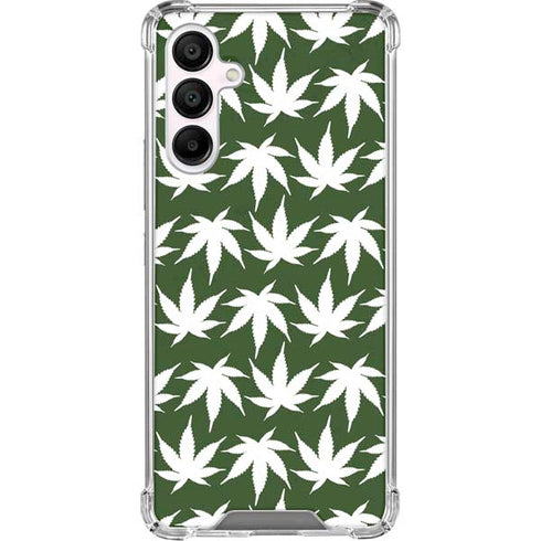 Marijuana Leaf White Pattern Galaxy A16 5G Clear Case