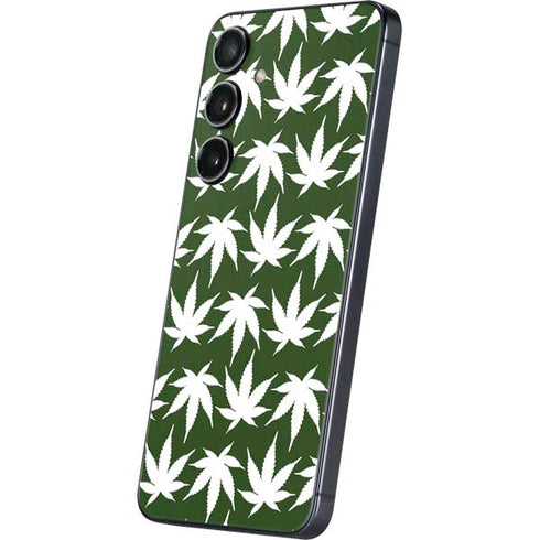 Marijuana Leaf White Pattern Galaxy A16 5G Skin