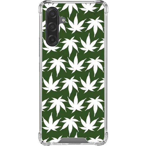 Marijuana Leaf White Pattern Galaxy A17 Clear Case