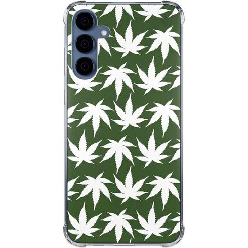 Marijuana Leaf White Pattern Galaxy A35 5G Clear Case