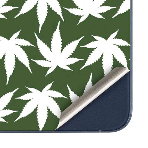 Marijuana Leaf White Pattern Galaxy A35 5G Skin