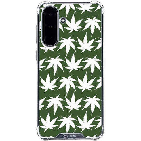 Marijuana Leaf White Pattern Galaxy A36 5G Clear Case