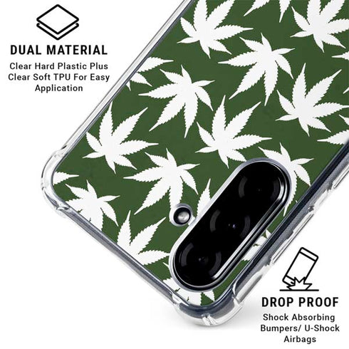 Marijuana Leaf White Pattern Galaxy A36 5G Clear Case