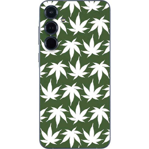 Marijuana Leaf White Pattern Galaxy A36 5G Skin