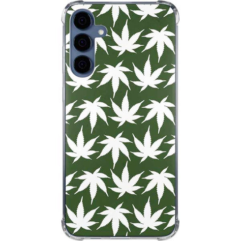 Marijuana Leaf White Pattern Galaxy A55 5G Clear Case